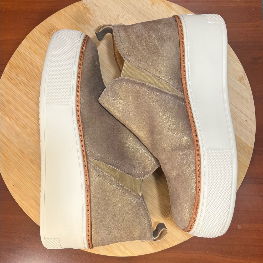 🔥 LIKE NEW J/SLIDES MIKA BRONZE BRUSH SEUDE PLATFORM SNEAKERS WOMENS SIZE 6.5 - Picture 5 of 9